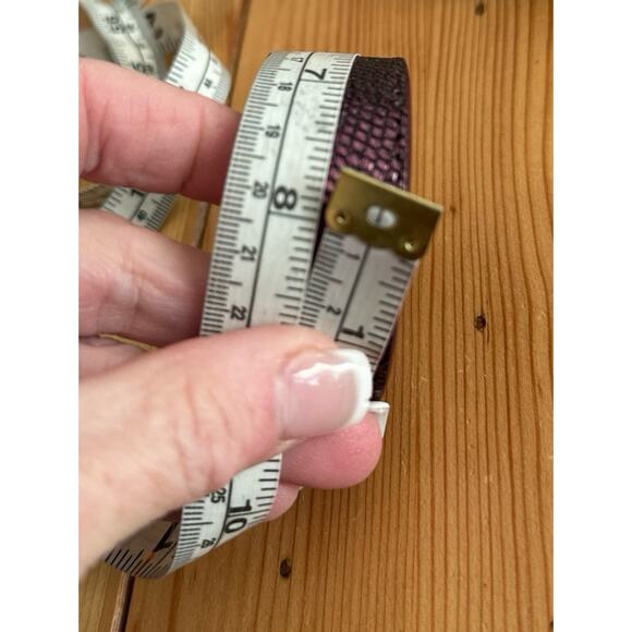 Tory Burch Purple Snakeskin with gold Logo Statement Cuff Bracelet - Picture 11 of 12